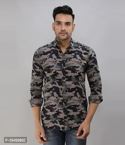 Trendy Multicoloured Cotton Long Sleeves Printed Casual Shirt For Men-thumb0