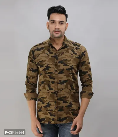 Trendy Multicoloured Cotton Long Sleeves Printed Casual Shirt For Men-thumb0