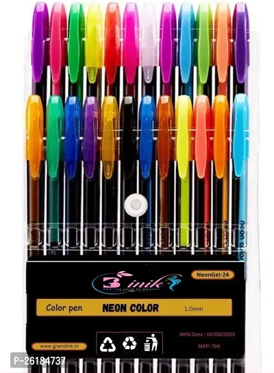 B inik Neon Gel Pens For Art  Crafts (Sketching, Drawing  Painting Purpose) Multi-function Pen  (Pack of 24, Multicolor)-thumb0