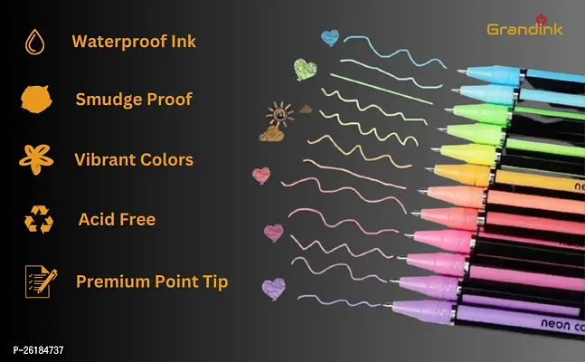B inik Neon Gel Pens For Art  Crafts (Sketching, Drawing  Painting Purpose) Multi-function Pen  (Pack of 24, Multicolor)-thumb2