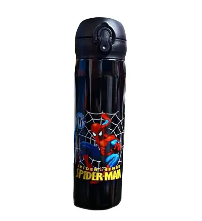 Spiderman Printed Stainless Steel Water Bottle for Kids (Random colour}) 500 ml Bottle  (Pack of 1, Red, Black, Steel)