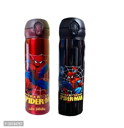 Spiderman Printed Stainless Steel Water Bottle for Kids (Random colour}) 500 ml Bottle  (Pack of 1, Red, Black, Steel)-thumb2