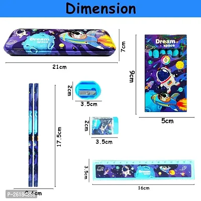B inik Space Pencil Box/ Stationary Set for Kids Combo Pack  (Set of 1, Blue)-thumb2
