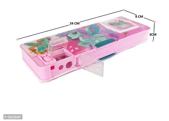 B inik Unicorn geometry Box Calculator Geometry, Dual Sharpener for Girls Unicorn Art Plastic Pencil Box  (Set of 1, Pink)-thumb3
