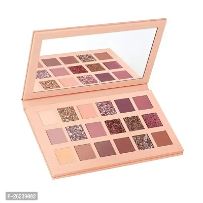 B INIK 18 Color Eyeshadow Palette With Mirror - Include Matte Shimmer  Glitter Blending, Natural Nudes Velvet-thumb0