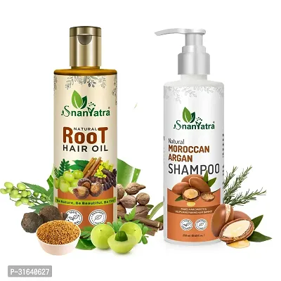 Natural Hair Care Combo  Argan Oil Shampoo 500  Ml and Root Hair Oil 200 Ml