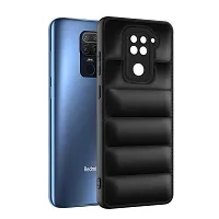 Puffer Case Camera Protection Soft Back Cover for Redmi Note 9 - Black-thumb1