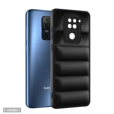 Puffer Case Camera Protection Soft Back Cover for Redmi Note 9 - Black-thumb2