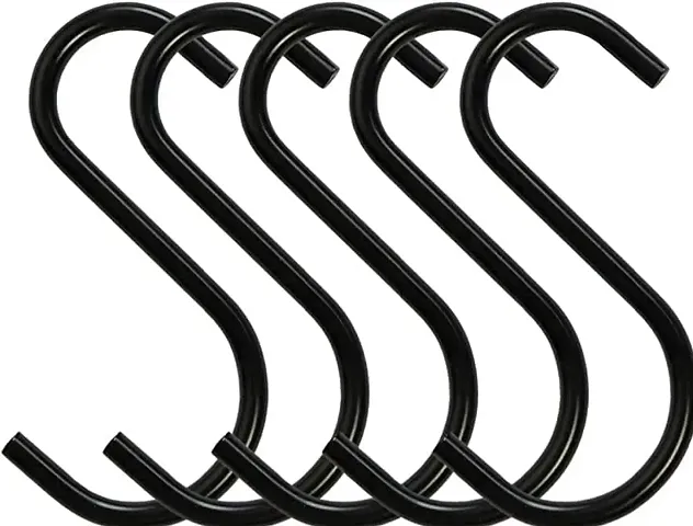 TORO Heavy Duty S Shape Black Metal 3.5 Inch Hook Hanging Hangers for Kitchen, Bathroom, Bedroom and Office, Pan, Pot, Coat, Bag, Plants