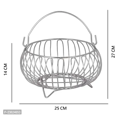 TORO Heavy Stainless Steel Nickel Chrome Plated Vegetable and Fruit Bowl Basket (Silver)-thumb5