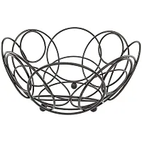 TORO Round Wire Fruit Basket Black Countertop Decorative Fruit Bowl Centerpiece Display Stand for Kitchen Dining Table, Fruit Bowl Basket for Serving (Black)-thumb1