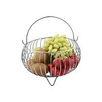 TORO Heavy Stainless Steel Nickel Chrome Plated Vegetable and Fruit Bowl Basket (Silver)-thumb1