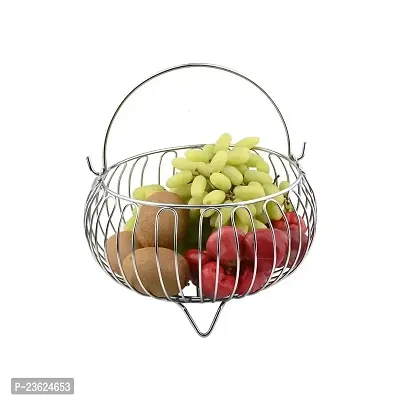 TORO Heavy Stainless Steel Nickel Chrome Plated Vegetable and Fruit Bowl Basket (Silver)-thumb2