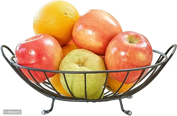 TORO Yumi Arched Fruit Bowl Server | Dining Table  Kitchen Counter Organizer, Modern Fruit Basket Stand | Yumi Collection (Black)