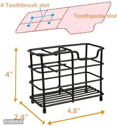 TORO Toothbrush Holder for Bathrooms, Steel Bathroom Toothbrush and Toothpaste Holder (Black)-thumb3