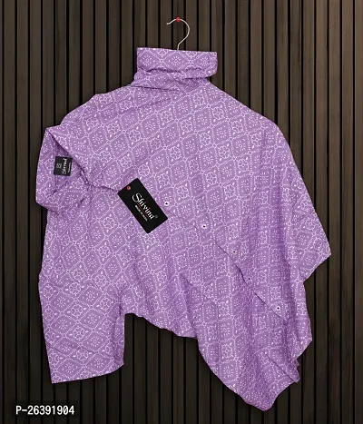 Stylish Purple Polycotton Short Sleeves Shirt For Men-thumb0