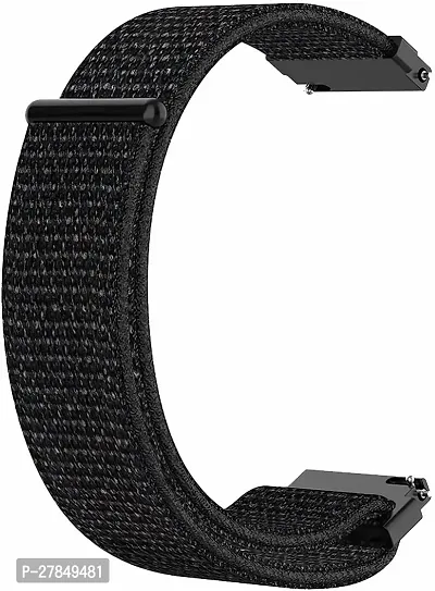 Nylon Black Belt 22mm compatible with Noise Noisefit Active Sports Band 22 mm Fabric Watch Strap Black-thumb0