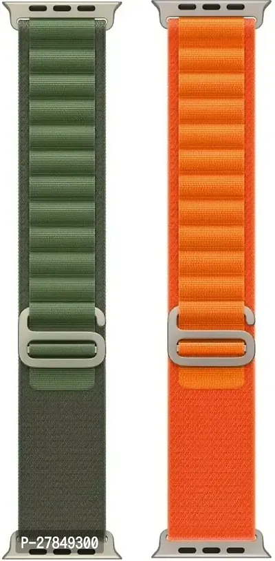 Alpine Watch Strap 42MM 44MM 45 MM Also For Series 987654321SE 49 mm Fabric Watch Strap Dark Green Orange-thumb0