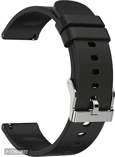 Soft Silicone Strap Compatible with Ambrane Wise Eon Pro 20 mm Silicone Watch Strap Black-thumb2