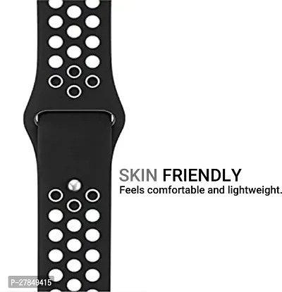 Plain Band Soft Silicone Sport Wristband strap 424445mm black  white strap 42 mm Rubber Watch Strap black white-thumb2