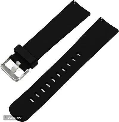 Soft Silicone Strap Compatible with Ambrane Wise Eon Pro 20 mm Silicone Watch Strap Black-thumb0