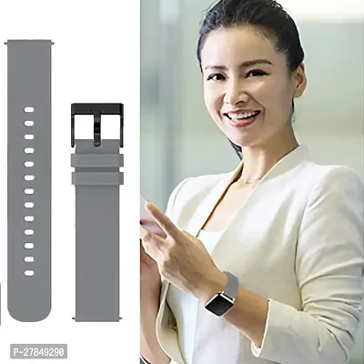 Silicone Belt 22mm compatible with Noise Noisefit Active Smartwatch Sports Band 22 mm Silicone Watch Strap Grey-thumb3