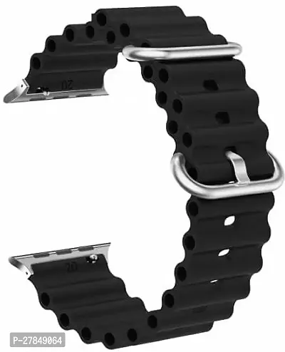 Silicone Ocean Sport Bands Compatible With I Watch Ultra87654321SE 49 mm Silicone Watch Strap Black-thumb0