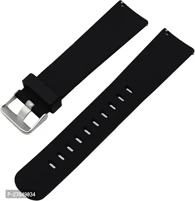 Watch Strap Silicone Belt compatible with Goqii Smart Vital Smartwatch 22 mm Silicone Watch Strap Black-thumb0