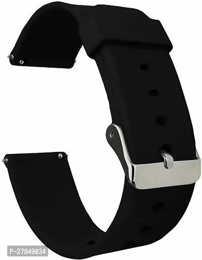 Watch Strap Silicone Belt compatible with Goqii Smart Vital Smartwatch 22 mm Silicone Watch Strap Black-thumb2