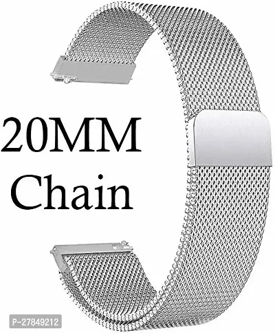 Magnetic Chain Compatible for AmazfitGTS2MiniBipBipUProLiteGalaxy Active2. 20 mm Metal Watch Strap Silver-thumb0