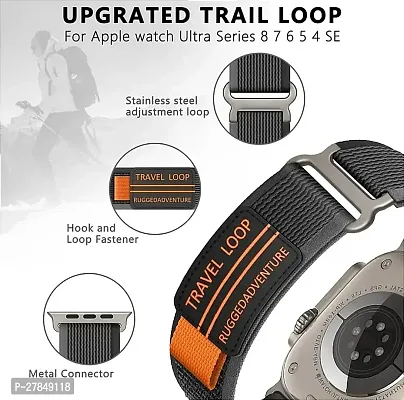 Trail Loop Watch Strap For 49 45 44 42 mm Also For Series 9 8 7 6 5 4 3 2 1 SE 49 mm Fabric Watch Strap Grey Yellow-thumb5