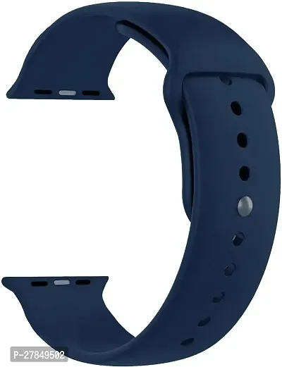 Soft Silicone Case cover with Strap iWatch Series7654321SE 424445MM 44 mm Silicone Watch Strap Navy Blue-thumb2