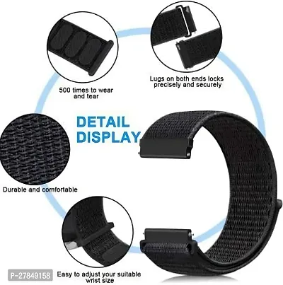 Nylon Watch Strap For All Smart Watch 20 mm Silicone Watch Strap Black-thumb3