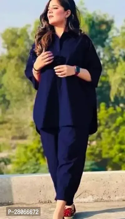 Fancy Navy Blue Rayon Kurta Bottom Set For Women