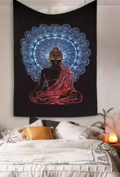Psychedelic Buddha Glow in the dark Meditation Yoga Cotton Handmade Wall hanging Decoration (210 x 135 cm) Meditating buddha Wall Tapestry Tapestry&nbsp;&nbsp;(Multicolor)