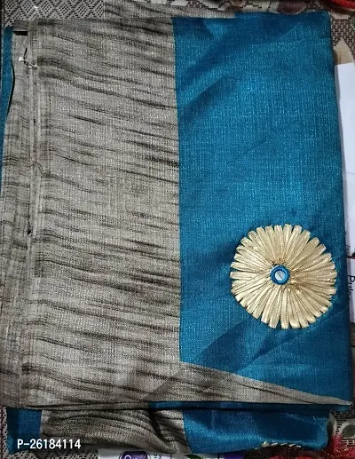 Trendy Turquoise, Beige Saree With Blouse-thumb0