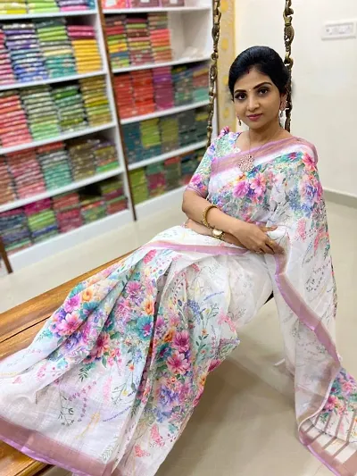 New In Linen Saree with Blouse piece 