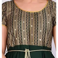TEEJA collection Flare Anarkali Bottom Gown, with Golden Printed Body with zari lace Finish Back Key Hole, Nice zari Waist Band,Bottom Finish with Nice lace-thumb2