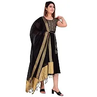 TEEJA collection Flare Anarkali Bottom Gown, with Golden Printed Body with zari lace Finish Back Key Hole, Nice zari Waist Band,Bottom Finish with Nice lace (Large, Black/Black)-thumb4