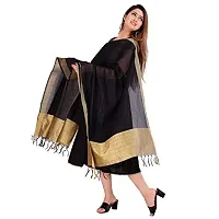 TEEJA collection Flare Anarkali Bottom Gown, with Golden Printed Body with zari lace Finish Back Key Hole, Nice zari Waist Band,Bottom Finish with Nice lace (Large, Black/Black)-thumb1