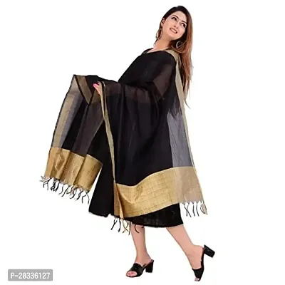 TEEJA collection Flare Anarkali Bottom Gown, with Golden Printed Body with zari lace Finish Back Key Hole, Nice zari Waist Band,Bottom Finish with Nice lace (Large, Black/Black)-thumb2