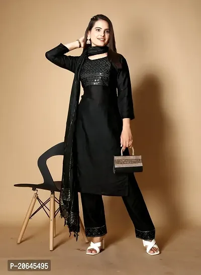 Stylish Viscose Rayon Kurta, Bottom and Dupatta Set For Women-thumb3