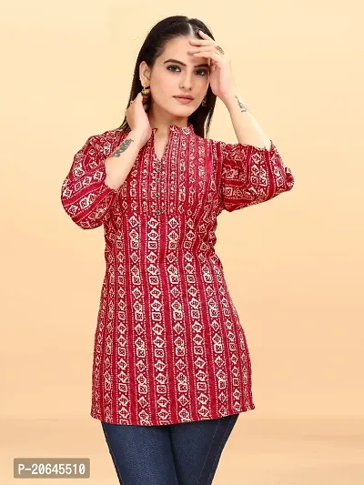 Stylish Cotton Blend Stitched Kurta For Women-thumb0