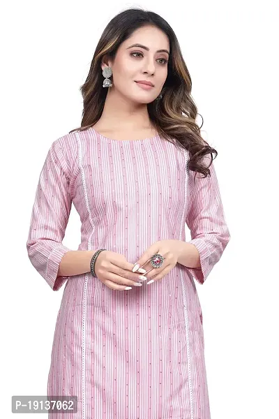 Fashire Women's A-Line Khadi cotton Sequence kurti (Small, Pink)-thumb5