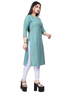 FASHIRE Women's Pure Cotton A-line Kurti Teal-thumb1