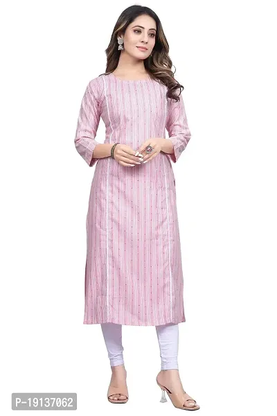 Fashire Women's A-Line Khadi cotton Sequence kurti (Small, Pink)-thumb0