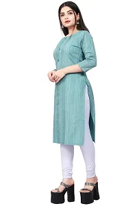 FASHIRE Women's Pure Cotton A-line Kurti Teal-thumb2