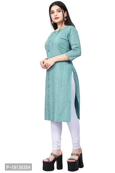 FASHIRE Women's Pure Cotton A-line Kurti Teal-thumb3