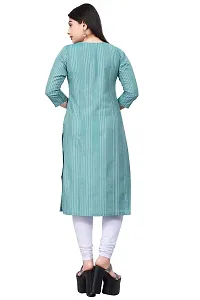 FASHIRE Women's Pure Cotton A-line Kurti Teal-thumb3