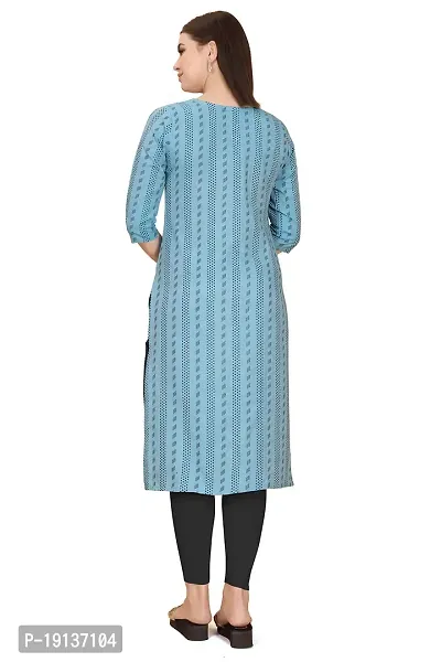 FASHIRE Women's Cotton Woven Design Kurti with V Neck Design. (XX-Large, Blue)-thumb4